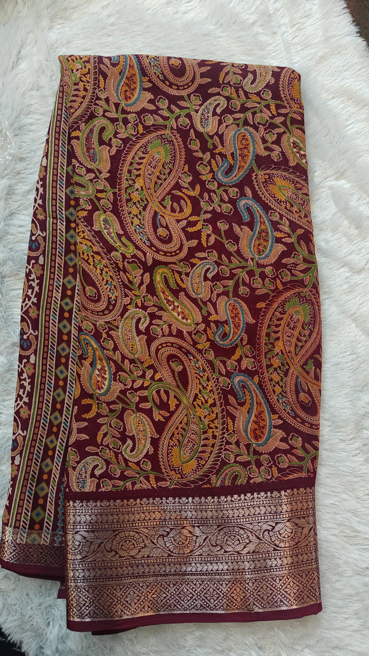 Barista Silk Saree With Kashmiri Zari Boarder