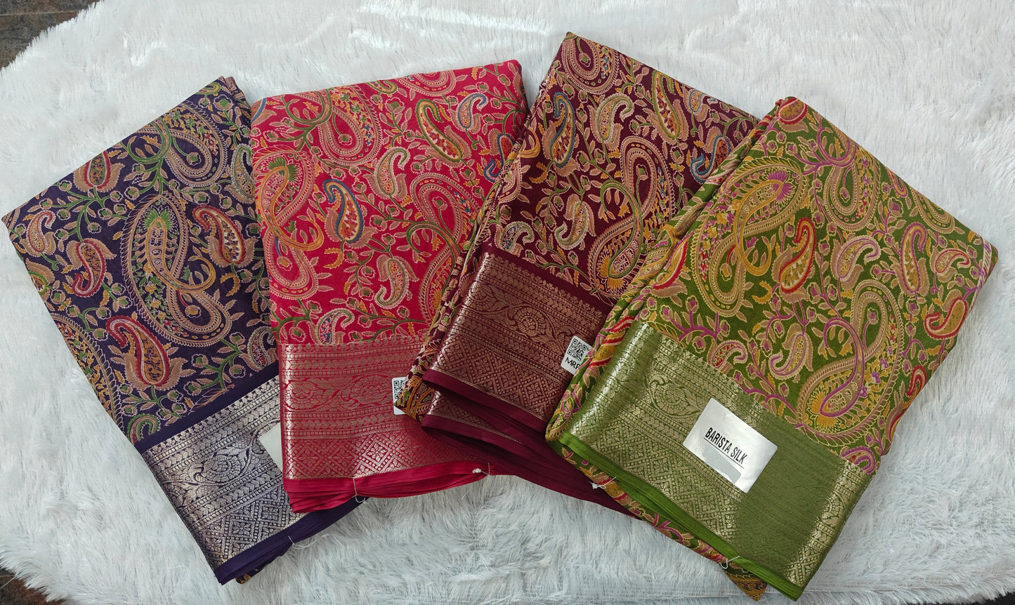 Barista Silk Saree With Kashmiri Zari Boarder