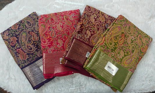 Barista Silk Saree With Kashmiri Zari Boarder